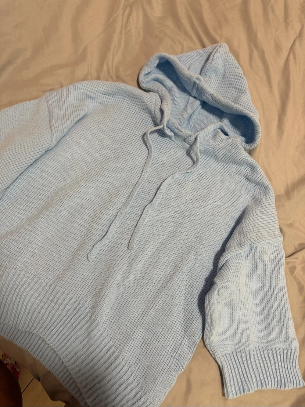 Light Blue unisex Knit Hoodie Sweater